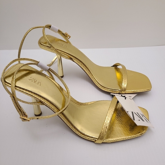 ZARA METALLIC HIGH-HEEL SANDALS SIZE 8US Gold | 2318/110 - Picture 7 of 9